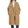 imagechouyatou Womens Winter Double Breasted Wool Coat Business Casual Notch Lapel Midi Long Winter Trench CoatKhaki