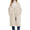imagechouyatou Womens Winter Double Breasted Wool Coat Business Casual Notch Lapel Midi Long Winter Trench CoatOffwhite