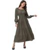 imageWomens 2024 Fall Casual Long Sleeve Square Neck Elastic High Waist Flowy Tiered Aline Maxi DressArmy Green