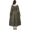 imageWomens 2024 Fall Casual Long Sleeve Square Neck Elastic High Waist Flowy Tiered Aline Maxi DressArmy Green