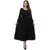 imageWomens 2024 Fall Casual Long Sleeve Square Neck Elastic High Waist Flowy Tiered Aline Maxi DressBlack