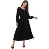 imageWomens 2024 Fall Casual Long Sleeve Square Neck Elastic High Waist Flowy Tiered Aline Maxi DressBlack