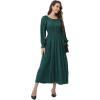 imageWomens 2024 Fall Casual Long Sleeve Square Neck Elastic High Waist Flowy Tiered Aline Maxi DressDeep Green
