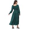 imageWomens 2024 Fall Casual Long Sleeve Square Neck Elastic High Waist Flowy Tiered Aline Maxi DressDeep Green