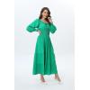 imageWomens 2024 Fall Casual Long Sleeve Square Neck Elastic High Waist Flowy Tiered Aline Maxi DressForest
