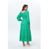 imageWomens 2024 Fall Casual Long Sleeve Square Neck Elastic High Waist Flowy Tiered Aline Maxi DressForest