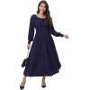 imageWomens 2024 Fall Casual Long Sleeve Square Neck Elastic High Waist Flowy Tiered Aline Maxi DressNavy Blue
