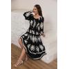 imageWomens 2024 Fall Casual Long Sleeve Square Neck Elastic High Waist Flowy Tiered Aline Maxi DressNavy Blue Print