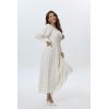 imageWomens 2024 Fall Casual Long Sleeve Square Neck Elastic High Waist Flowy Tiered Aline Maxi DressOffwhite