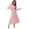 imageWomens 2024 Fall Casual Long Sleeve Square Neck Elastic High Waist Flowy Tiered Aline Maxi DressPink