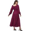 imageWomens 2024 Fall Casual Long Sleeve Square Neck Elastic High Waist Flowy Tiered Aline Maxi DressPurple