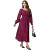 imageWomens 2024 Fall Casual Long Sleeve Square Neck Elastic High Waist Flowy Tiered Aline Maxi DressPurple