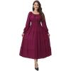imageWomens 2024 Fall Casual Long Sleeve Square Neck Elastic High Waist Flowy Tiered Aline Maxi DressPurple