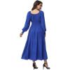 imageWomens 2024 Fall Casual Long Sleeve Square Neck Elastic High Waist Flowy Tiered Aline Maxi DressRoyal Blue