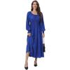 imageWomens 2024 Fall Casual Long Sleeve Square Neck Elastic High Waist Flowy Tiered Aline Maxi DressRoyal Blue