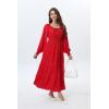 imageWomens 2024 Fall Casual Long Sleeve Square Neck Elastic High Waist Flowy Tiered Aline Maxi DressSolid Red