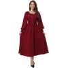 imageWomens 2024 Fall Casual Long Sleeve Square Neck Elastic High Waist Flowy Tiered Aline Maxi DressWine Red