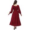 imageWomens 2024 Fall Casual Long Sleeve Square Neck Elastic High Waist Flowy Tiered Aline Maxi DressWine Red