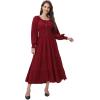 imageWomens 2024 Fall Casual Long Sleeve Square Neck Elastic High Waist Flowy Tiered Aline Maxi DressWine Red