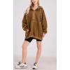 imagechouyatou Women Fall Fuzzy Pullover Fleece Jacket Sweatshirt Casual Floral Winter Sherpa Hoodie Jacket with PocketBrown
