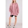 imagechouyatou Women Fall Fuzzy Pullover Fleece Jacket Sweatshirt Casual Floral Winter Sherpa Hoodie Jacket with PocketPink