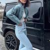 imagechouyatou Women Winter Warm Puffer Padded Jacket Quilted Down Button Down Collarless Cropped Short CoatsBlue