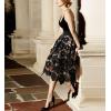 imagechouyatou Womens Beautiful HollowOut Floral Lace High Waisted ALine Midi Long SkirtBlack