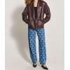 imagechouyatou Womens Button Down Faux Leather Jacket Notched Lapel PU Leather Coat with PocketsBrown