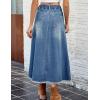 imagechouyatou Womens Casual ALine Frayed Maxi Denim Skirt Distressed High Waisted Long Jean SkirtBlue
