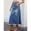 imagechouyatou Womens Casual ALine Frayed Maxi Denim Skirt Distressed High Waisted Long Jean SkirtBlue