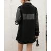 imagechouyatou Womens Casual Lapel Double Breasted Pu Faux Leather Jacket Reversible Trench CoatBlack