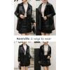 imagechouyatou Womens Casual Lapel Double Breasted Pu Faux Leather Jacket Reversible Trench CoatBlack