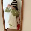 imagechouyatou Womens Cute Backless Sweater Vest Reversible Back Tie Knot Crewneck Sleeveless Knit Tank TopsBeige
