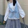 imagechouyatou Womens Cute Backless Sweater Vest Reversible Back Tie Knot Crewneck Sleeveless Knit Tank TopsBlue