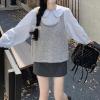 imagechouyatou Womens Cute Backless Sweater Vest Reversible Back Tie Knot Crewneck Sleeveless Knit Tank TopsGrey
