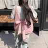 imagechouyatou Womens Cute Backless Sweater Vest Reversible Back Tie Knot Crewneck Sleeveless Knit Tank TopsPink