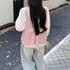 imagechouyatou Womens Cute Backless Sweater Vest Reversible Back Tie Knot Crewneck Sleeveless Knit Tank TopsPink