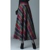 imagechouyatou Womens Elastic Waist Plaid Wool Blend Skirt Checkered Pattern A Line Pleated Wool Long Skirt with PocketsGreen