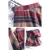 imagechouyatou Womens Elastic Waist Plaid Wool Blend Skirt Checkered Pattern A Line Pleated Wool Long Skirt with PocketsRed