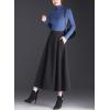 imagechouyatou Womens Elegant A Line Pleated Wool Skirt Swing High Waist Midi Long Skirt with PocketsGrey