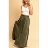 imagechouyatou Womens Elegant Button Front High Waisted Faux Suede Leather Maxi Skirt with PocketsOlive Green