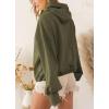 imagechouyatou Womens Fall Casual Half Zip Hoodie Long Sleeve Oversized Drawstring Hooded Pullover Sweatshirt TopsArmy Green