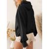 imagechouyatou Womens Fall Casual Half Zip Hoodie Long Sleeve Oversized Drawstring Hooded Pullover Sweatshirt TopsBlack