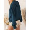 imagechouyatou Womens Fall Casual Half Zip Hoodie Long Sleeve Oversized Drawstring Hooded Pullover Sweatshirt TopsBlue