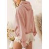 imagechouyatou Womens Fall Casual Half Zip Hoodie Long Sleeve Oversized Drawstring Hooded Pullover Sweatshirt TopsDirty Pink