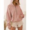 imagechouyatou Womens Fall Casual Half Zip Hoodie Long Sleeve Oversized Drawstring Hooded Pullover Sweatshirt TopsDirty Pink