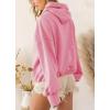 imagechouyatou Womens Fall Casual Half Zip Hoodie Long Sleeve Oversized Drawstring Hooded Pullover Sweatshirt TopsPink