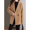 imagechouyatou Womens Fall Casual Waffle Knit Coat Notch Lapel Button Down Office Formal Blazer JacketCamel