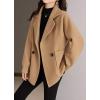 imagechouyatou Womens Fall Casual Waffle Knit Coat Notch Lapel Button Down Office Formal Blazer JacketCamel