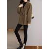 imagechouyatou Womens Fall Casual Waffle Knit Coat Notch Lapel Button Down Office Formal Blazer JacketCoffee